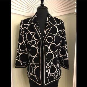 *IVY CHIC. Fully Lined Jacket with Cord Trimming. Size Small. Geometric Print. D